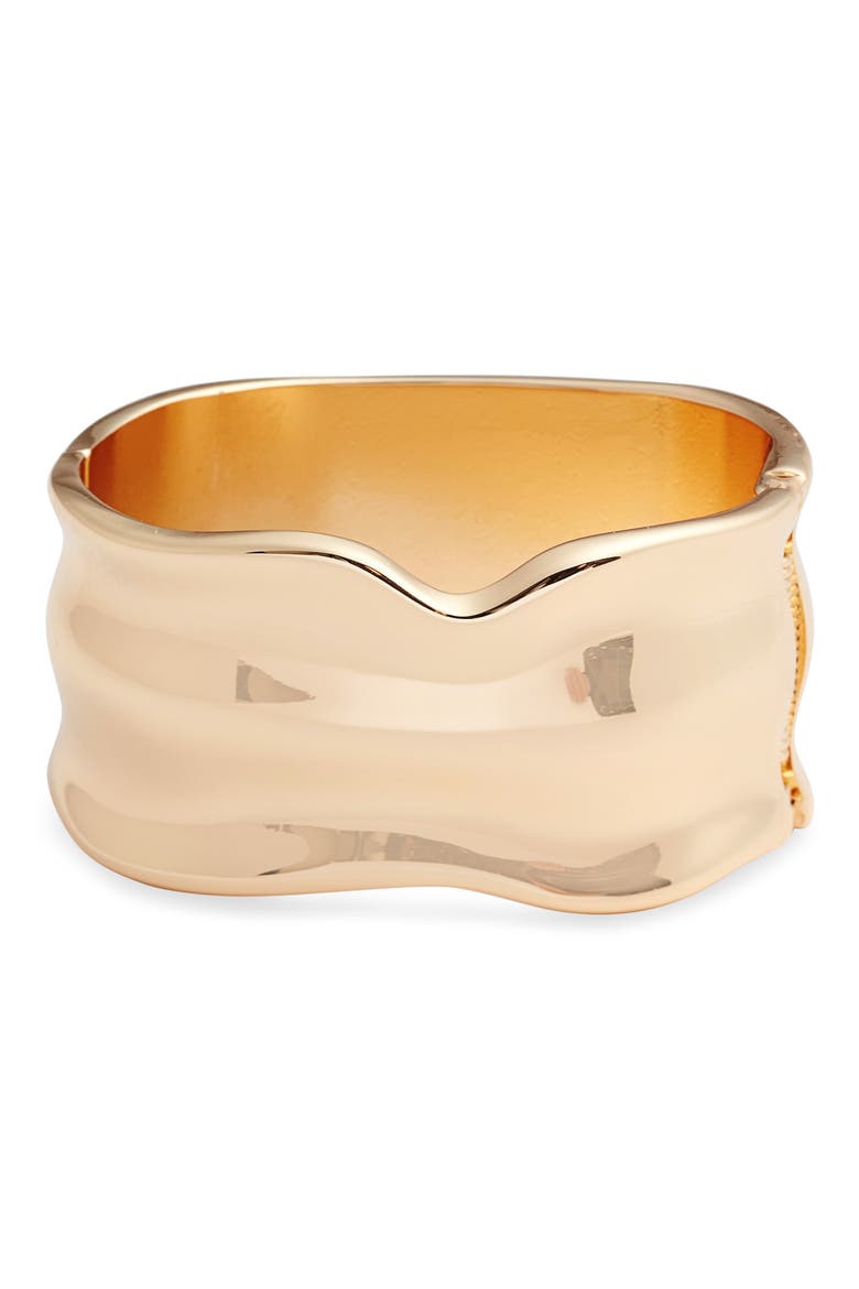 Molten Wide Hinged Cuff Bracelet, Main, color, GOLD