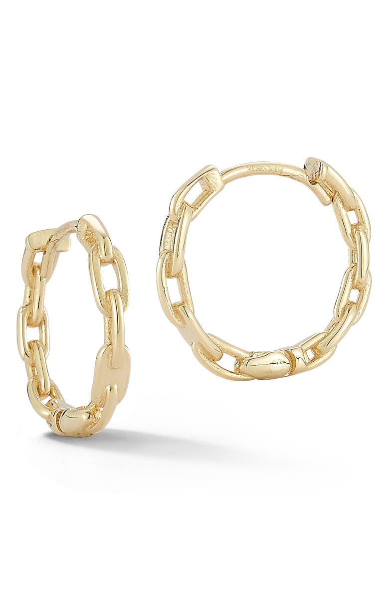 Ember Fine Jewelry 14K Gold Link Huggie Hoop Earrings, Main, color, Gold