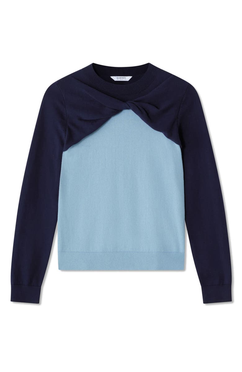 LK Bennett Aletta Colorblock Cotton & Merino Wool Twist Neck Sweater, Alternate, color, Blue
