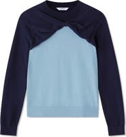 LK Bennett Aletta Colorblock Cotton & Merino Wool Twist Neck Sweater