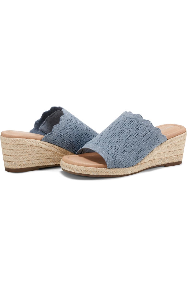 Easy Spirit Shanice Wedge Espadrille Slide Sandal - Wide Width Available, Alternate, color, Blue