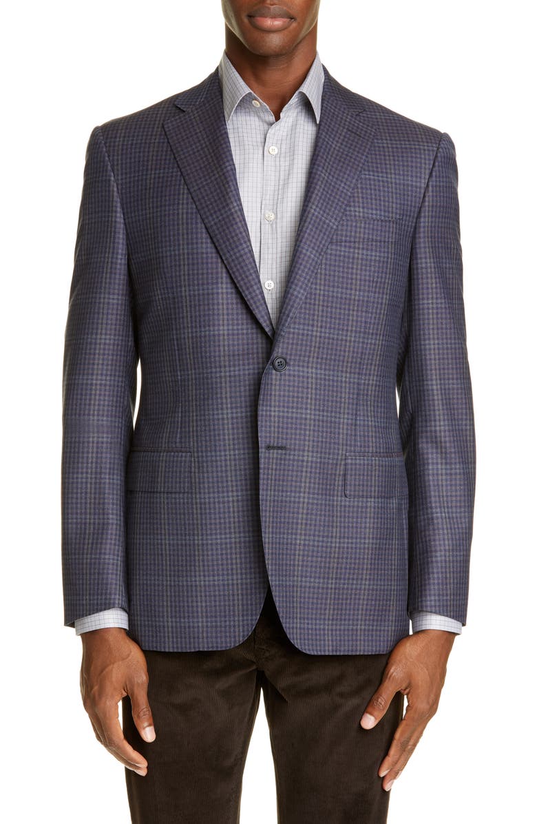 Canali Sienna Soft Classic Fit Microcheck Wool Sport Coat, Main, color,