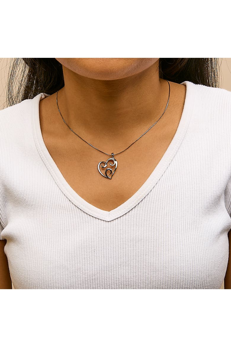 10K Yellow Gold Over Silver Open Heart with Swirls Box Chain Pendant Necklace, Alternate, color, Yellow