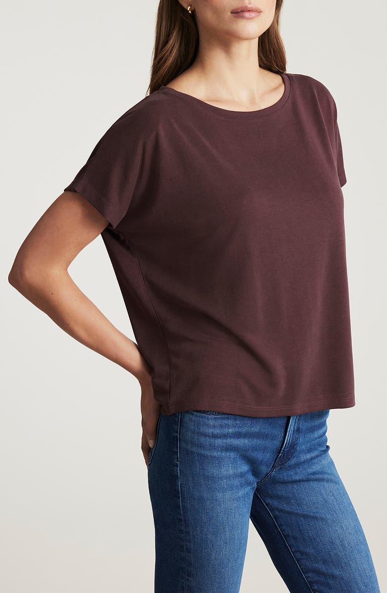 Mavi Jeans Luxe Touch Boat Neck T-Shirt, Alternate, color, Decadent Chocolate