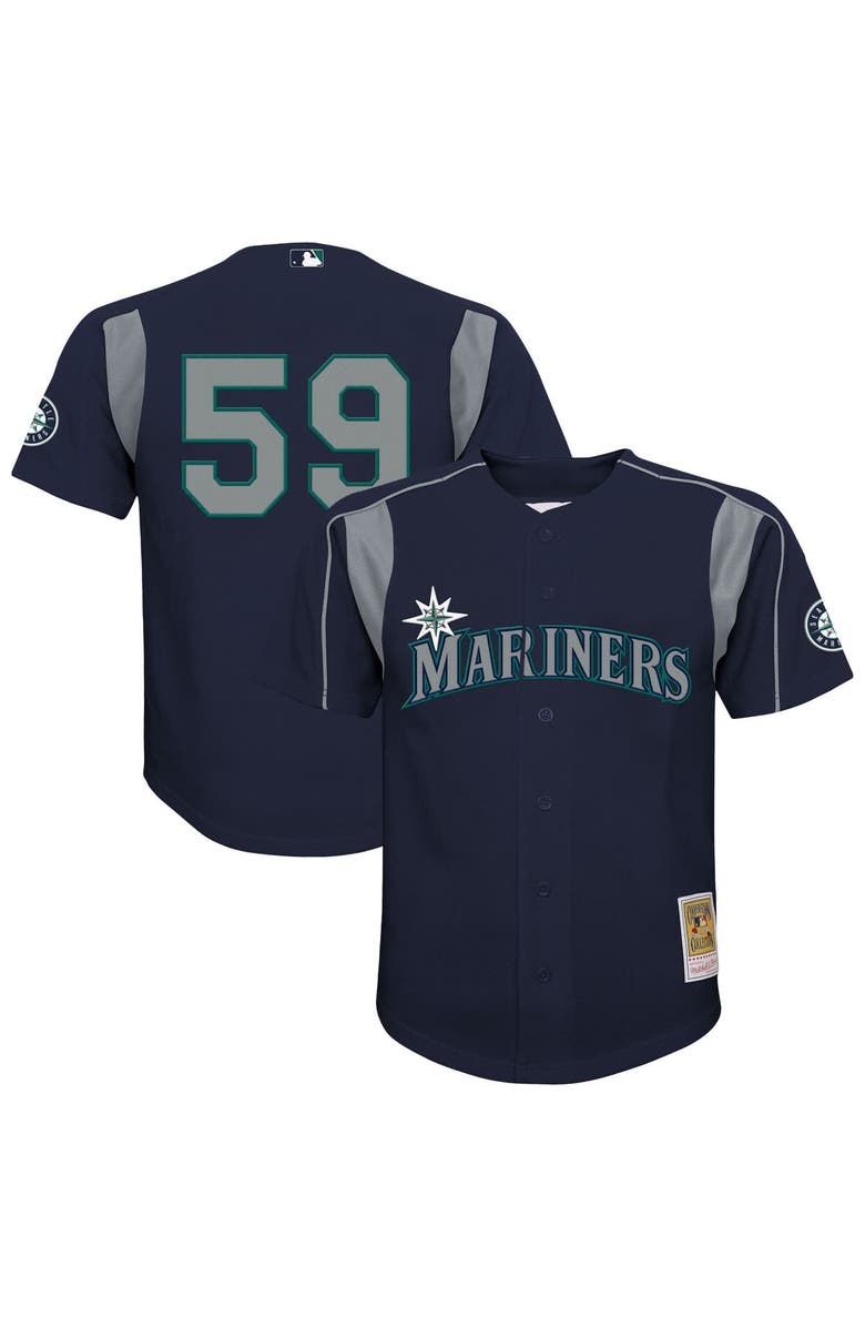 Mitchell & Ness Toddler Mitchell & Ness Felix Hernandez Navy Seattle Mariners Throwback Mesh Batting Practice Jersey, Main, color, Navy