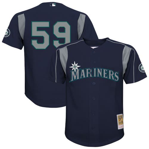 Mitchell & Ness Kids' Toddler Felix Hernandez Navy Seattle Mariners Throwback Mesh Batting Practice Jersey In Blue
