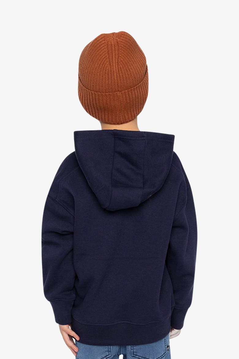 Wolf Graphic Ribbed Cuff Fleece Hooded Sweatshirt, Alternate, color, Dark Blue
