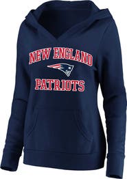 FANATICS Women's Fanatics Branded Navy New England Patriots Plus Size Heart and Soul V-Neck Pullover Hoodie