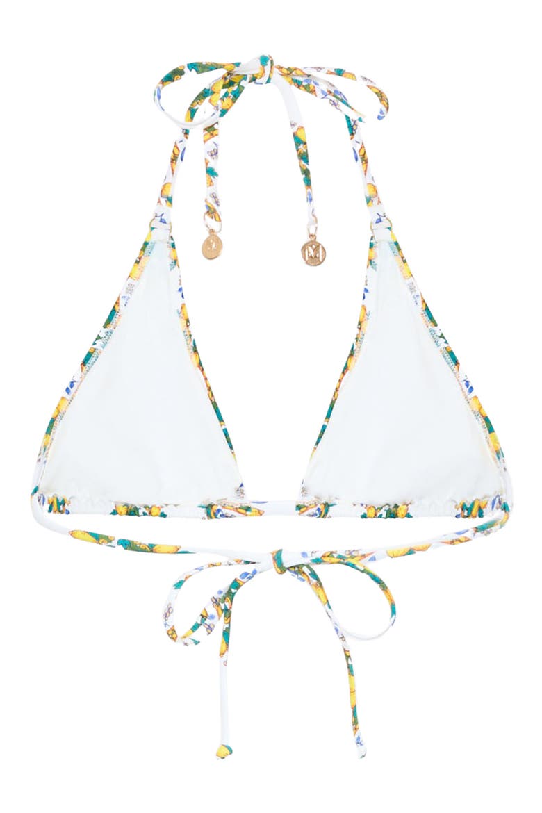 Lemon Tile Triangle Bikini Top, Alternate, color, WHITE MULTI