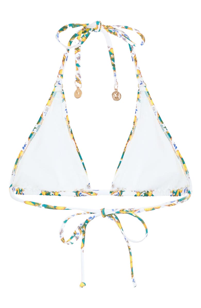 Milly Lemon Tile Triangle Bikini Top, Alternate, color, White Multi