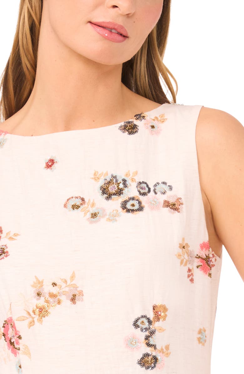 Ted Baker Vivian Floral Beaded Sleeveless Drop Waist Dress, Alternate, color, New Ivory