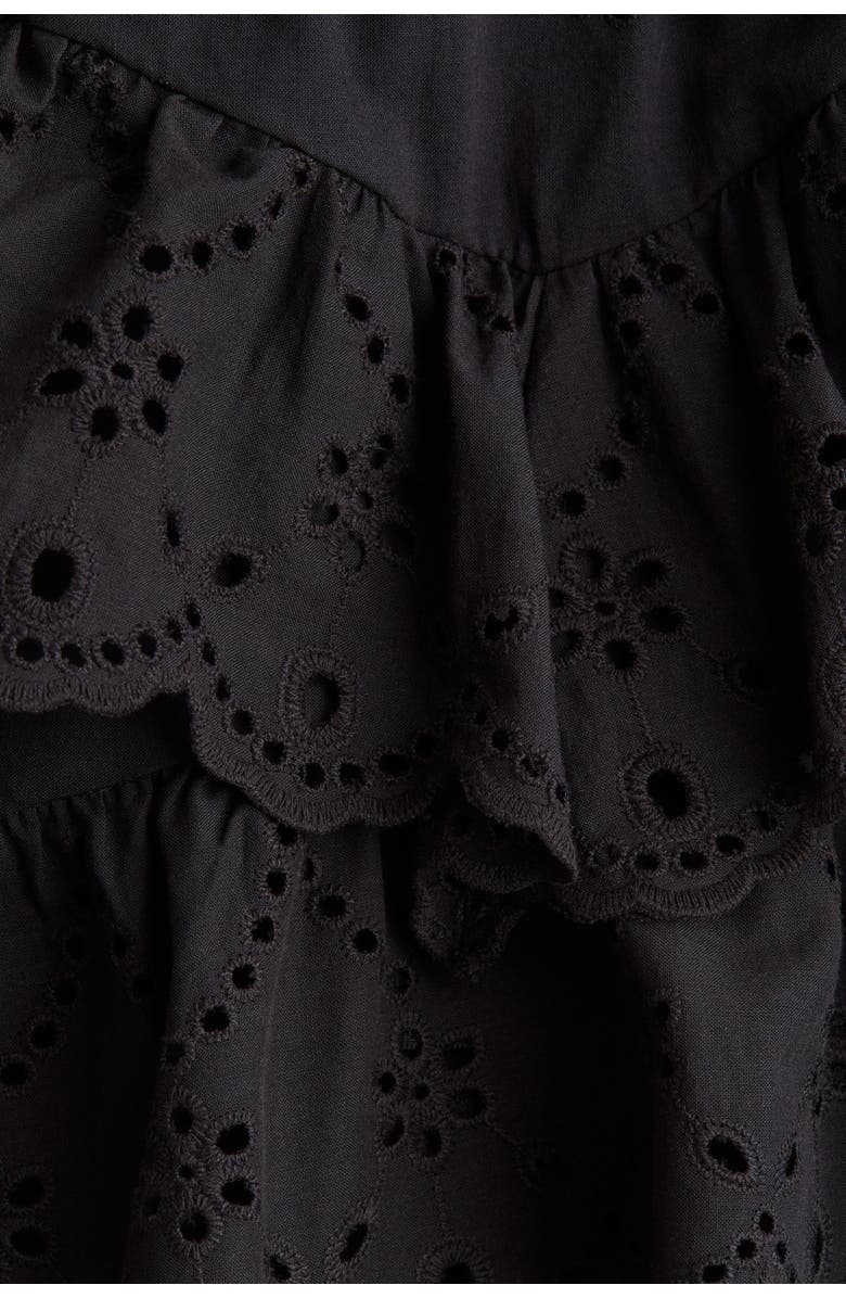 H&M Broderie Anglaise Cotton Skirt, Alternate, color, Black