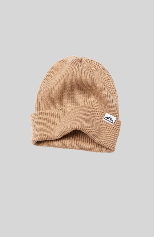 Pynrs Performance Streetwear Burrell Beanie Hat In Solid Camel