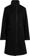 Fleurette Jagger Wool Coat with Leather Trim