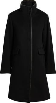 Fleurette Jagger Wool Coat with Leather Trim