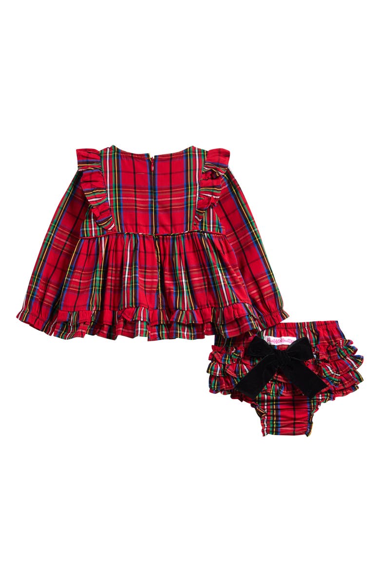 RuffleButts Nicholas Plaid Dress & Bloomers Set, Alternate, color, Red