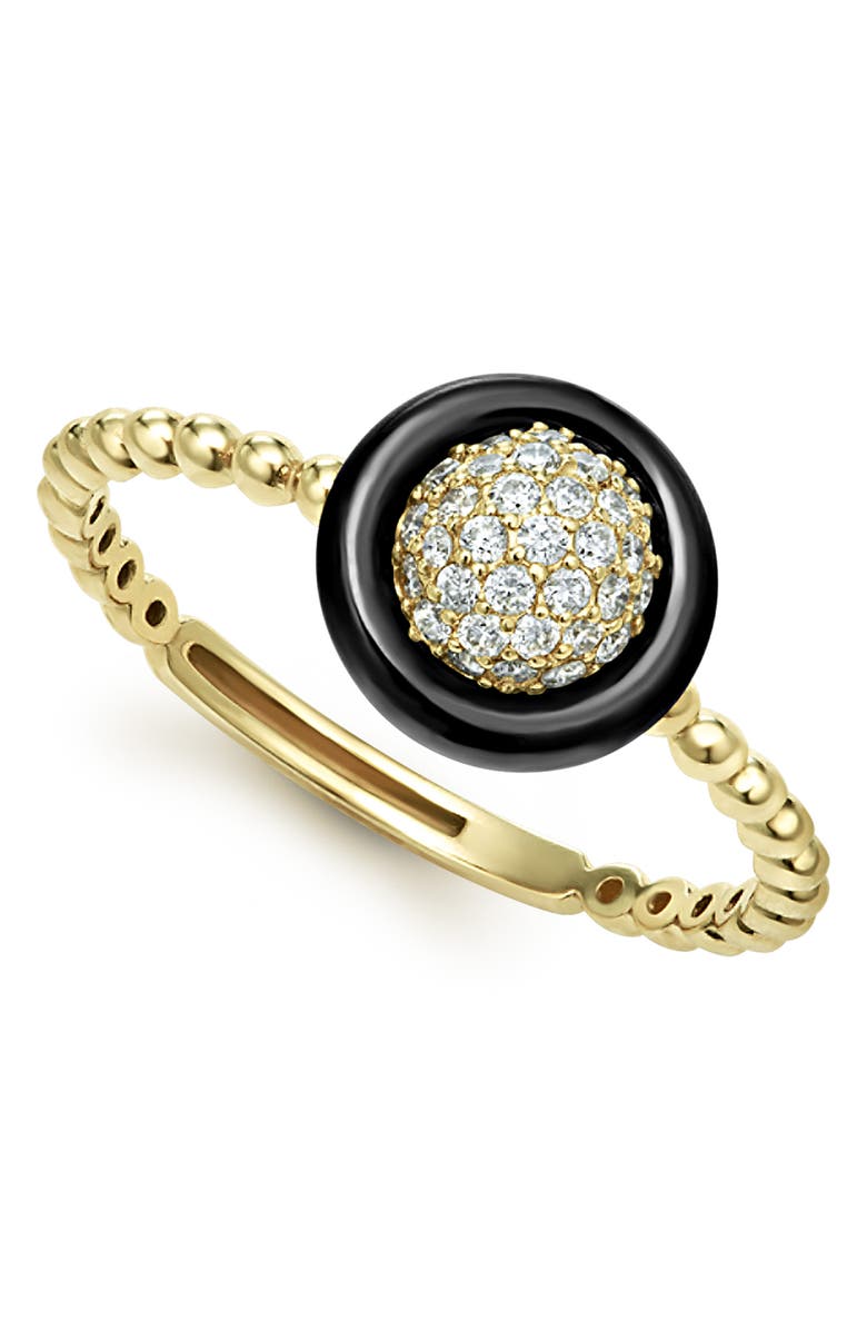 LAGOS Meridian 18K Gold Pavé Diamond & Black Ceramic Ring, Alternate, color, 