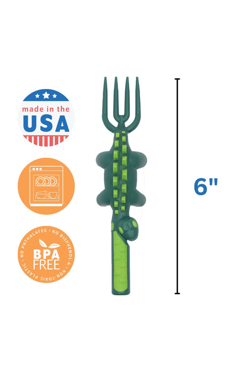 Constructive Eating Set of 3 Dino Eating Utensils for Kids and Toddlers, Alternate, color, Green