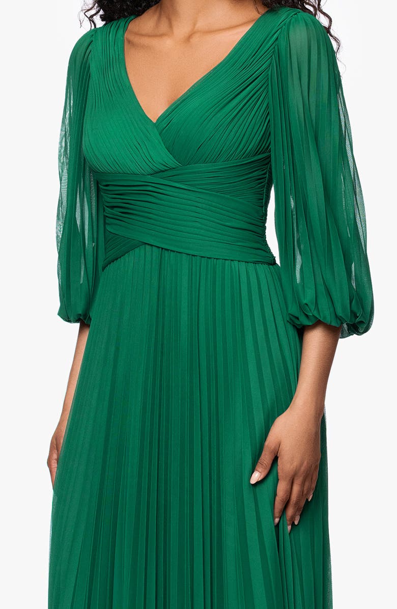 Betsy & Adam Pleated A-Line Dress, Alternate, color, Green