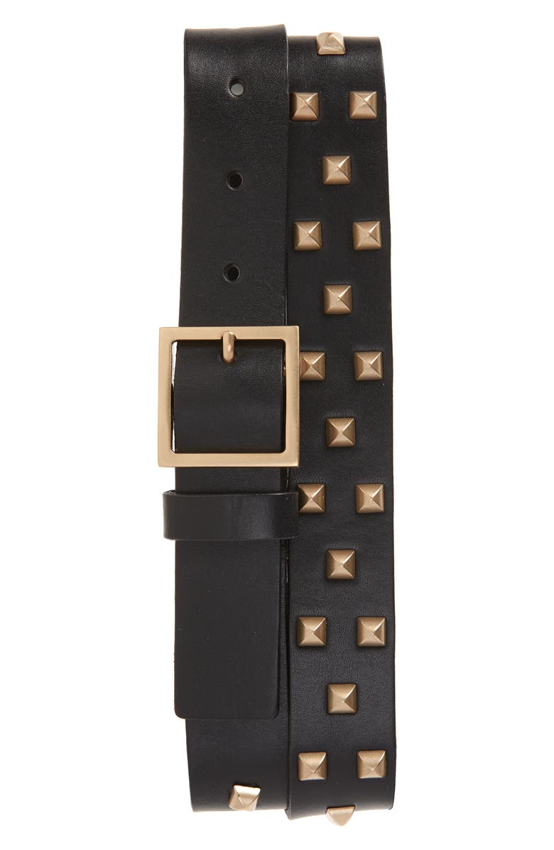 AllSaints Pyramid Stud Leather Belt, Main, color,