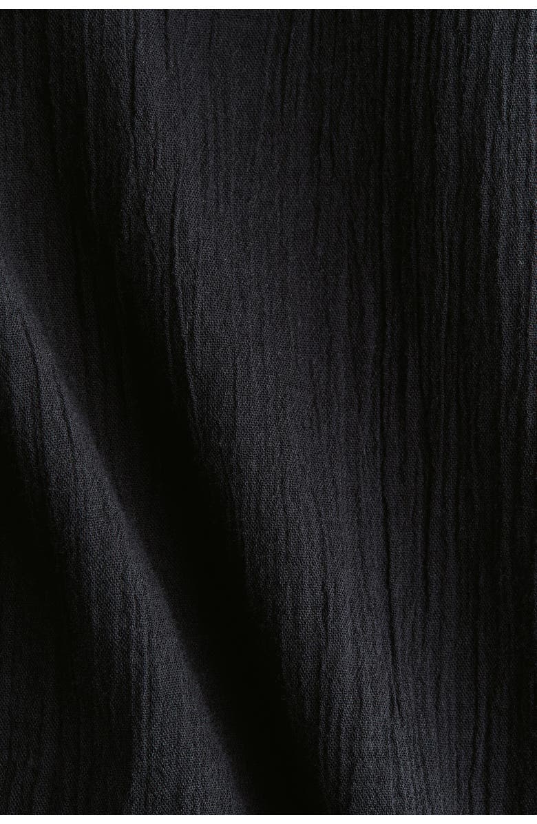 H&M Crinkled Cotton Trousers, Alternate, color, Black