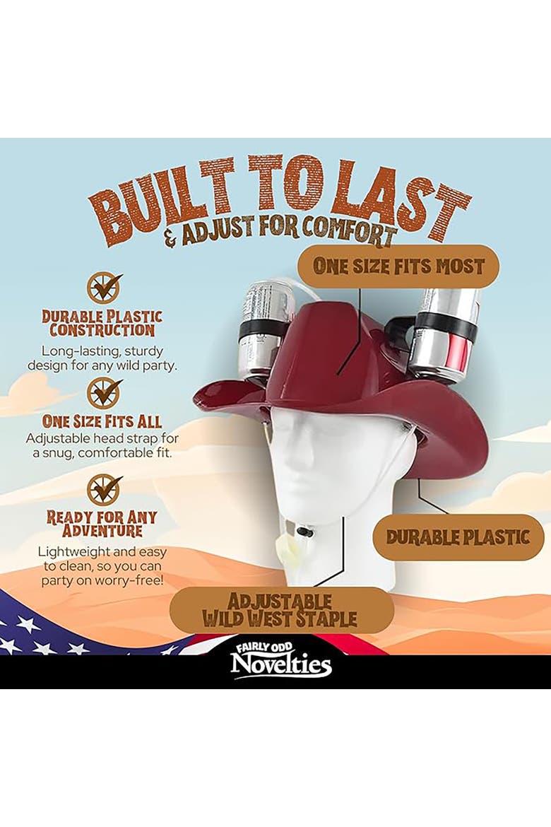Cowboy Drinking Hat, Alternate, color, Red