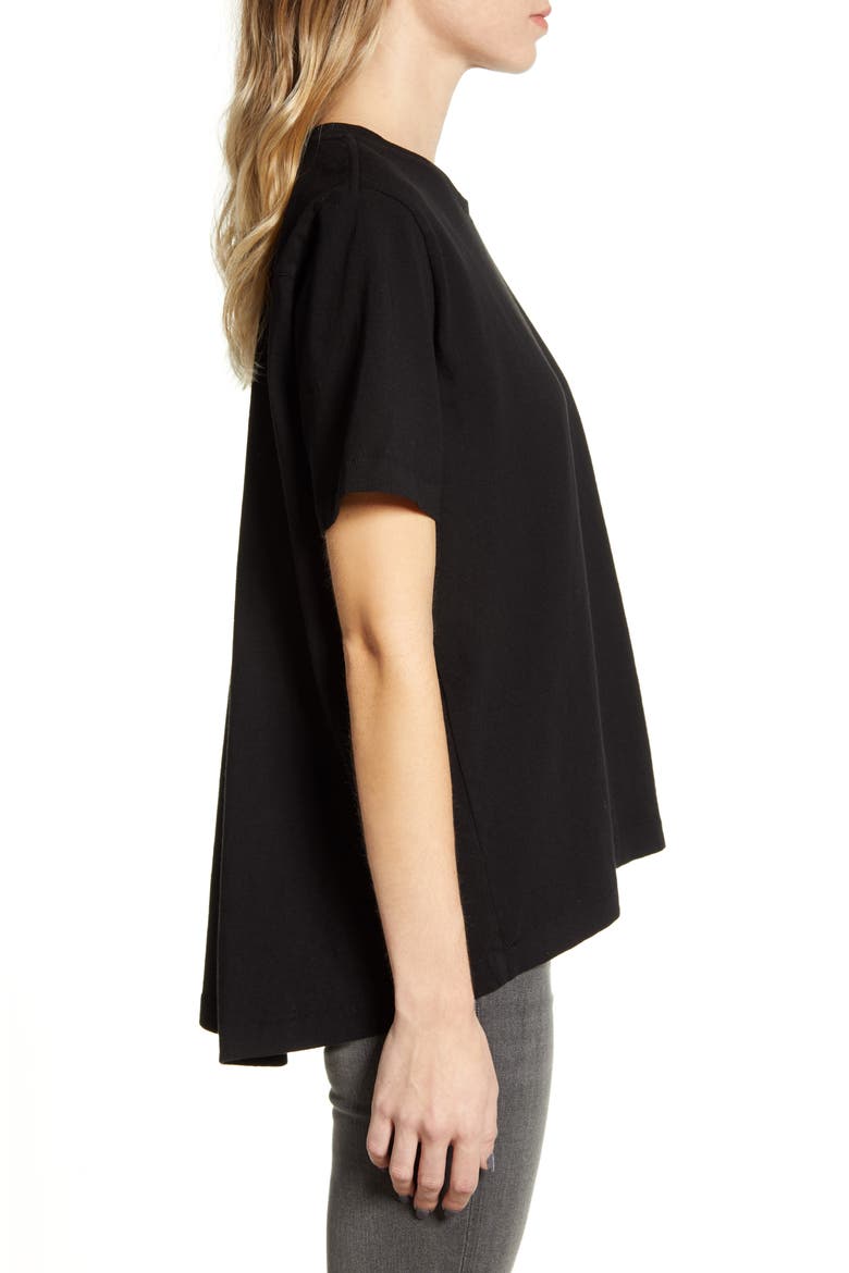 Lenu Pleat Back Cotton Top, Alternate, color, BLACK