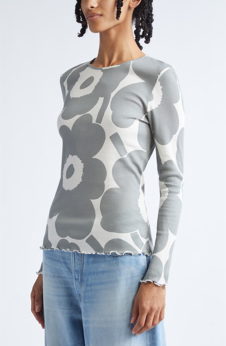 Marimekko Floraali Unikko Rib Top, Alternate, color, Grey Off White