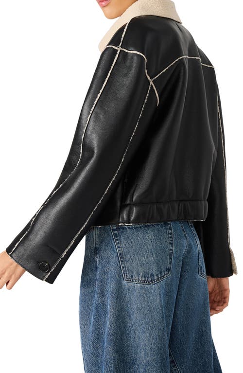 Steve Madden Tilia Faux Shearling Coat In Black