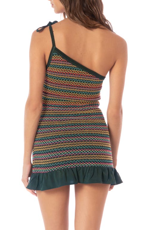 Maaji Verdant Breeze Acid Ruffle One-shoulder Cover-up Minidress In Multi
