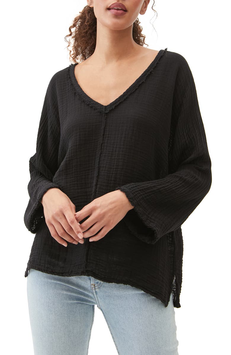 Michael Stars Gio Flare Sleeve Cotton Gauze Top, Main, color,