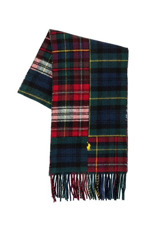 Polo Ralph Lauren Wool-blend Plaid Fringed Scarf In Multi