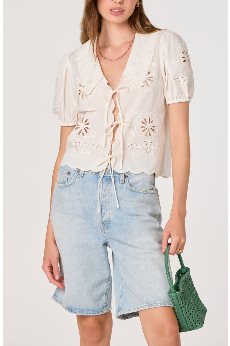Eider Tie Front Eyelet Top, Alternate, color, WHITE