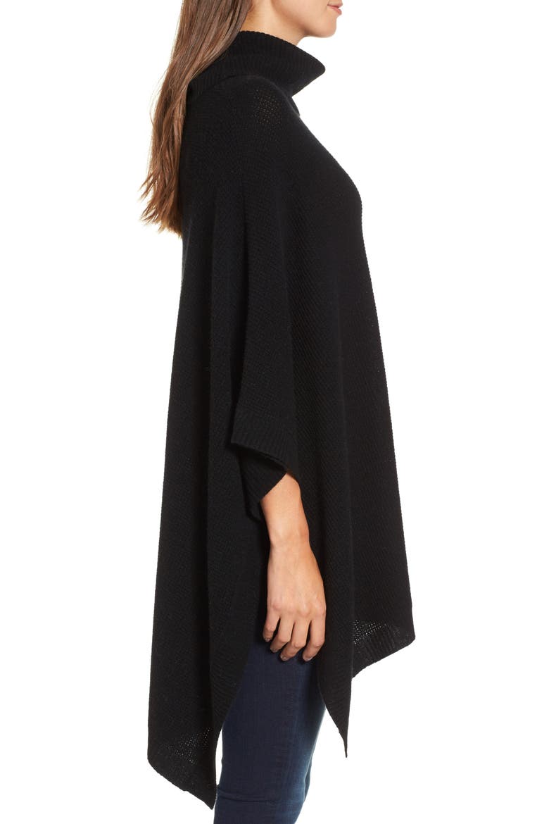 Wool & Cashmere Poncho, Alternate, color, BLACK