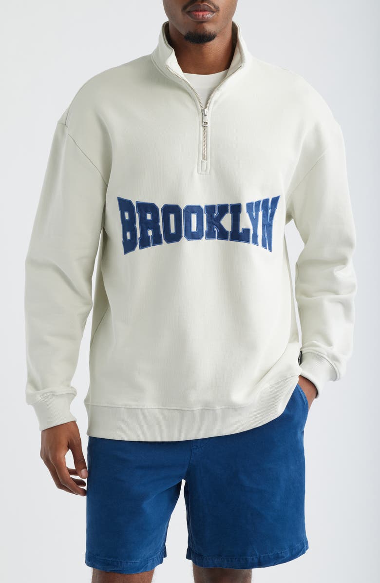 Brooklyn Industries Brooklyn Half Zip Sweatshirt, Main, color, White Onyx
