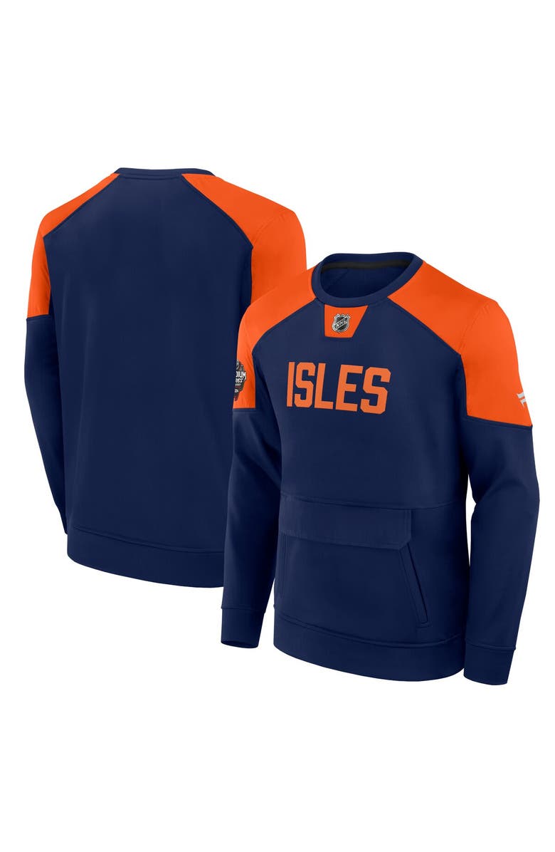 FANATICS Men's Fanatics Branded Navy New York Islanders 2024 NHL Stadium Series Authentic Pro Fleece Logo Pullover Sweatshirt, Alternate, color, Navy