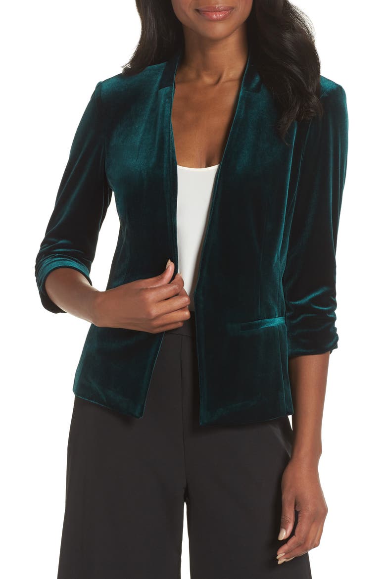 Velvet Blazer, Main, color, HUNTER