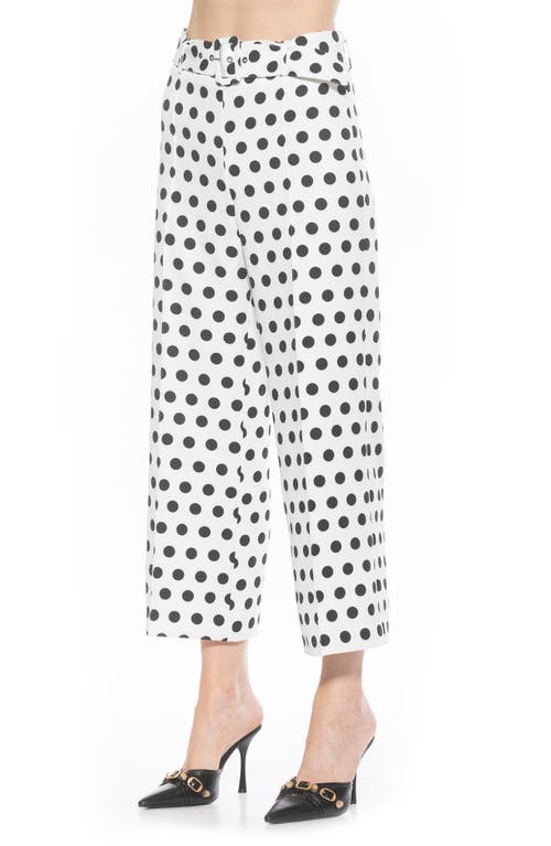 Alexia Admor Caden Polka Dot Belted Wide Leg Pants In Black White Polka Dots