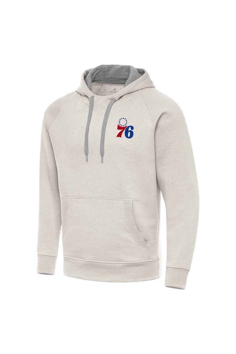 Men's Antigua Cream Philadelphia 76ers Victory Pullover Hoodie, Alternate, color, Cream