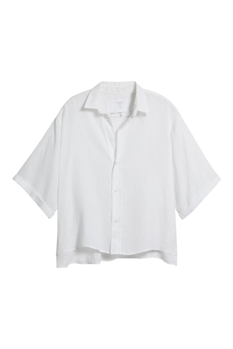 Short Sleeve Linen Button-Up Shirt, Alternate, color, WHL