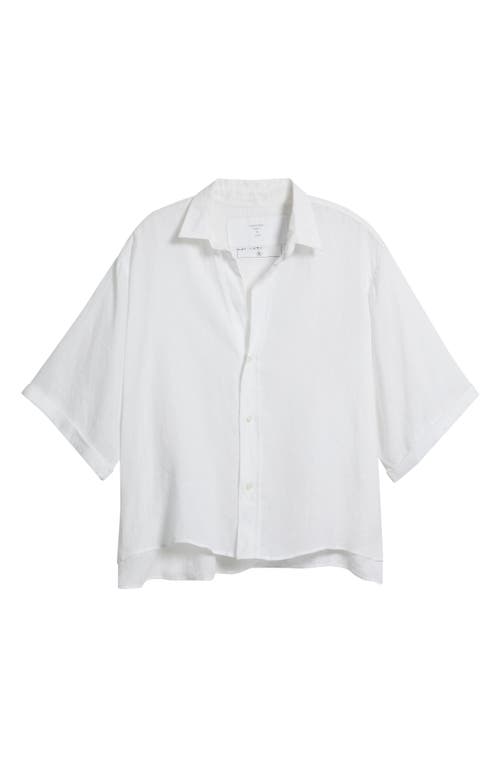 Frank & Eileen Short Sleeve Linen Button-up Shirt In White