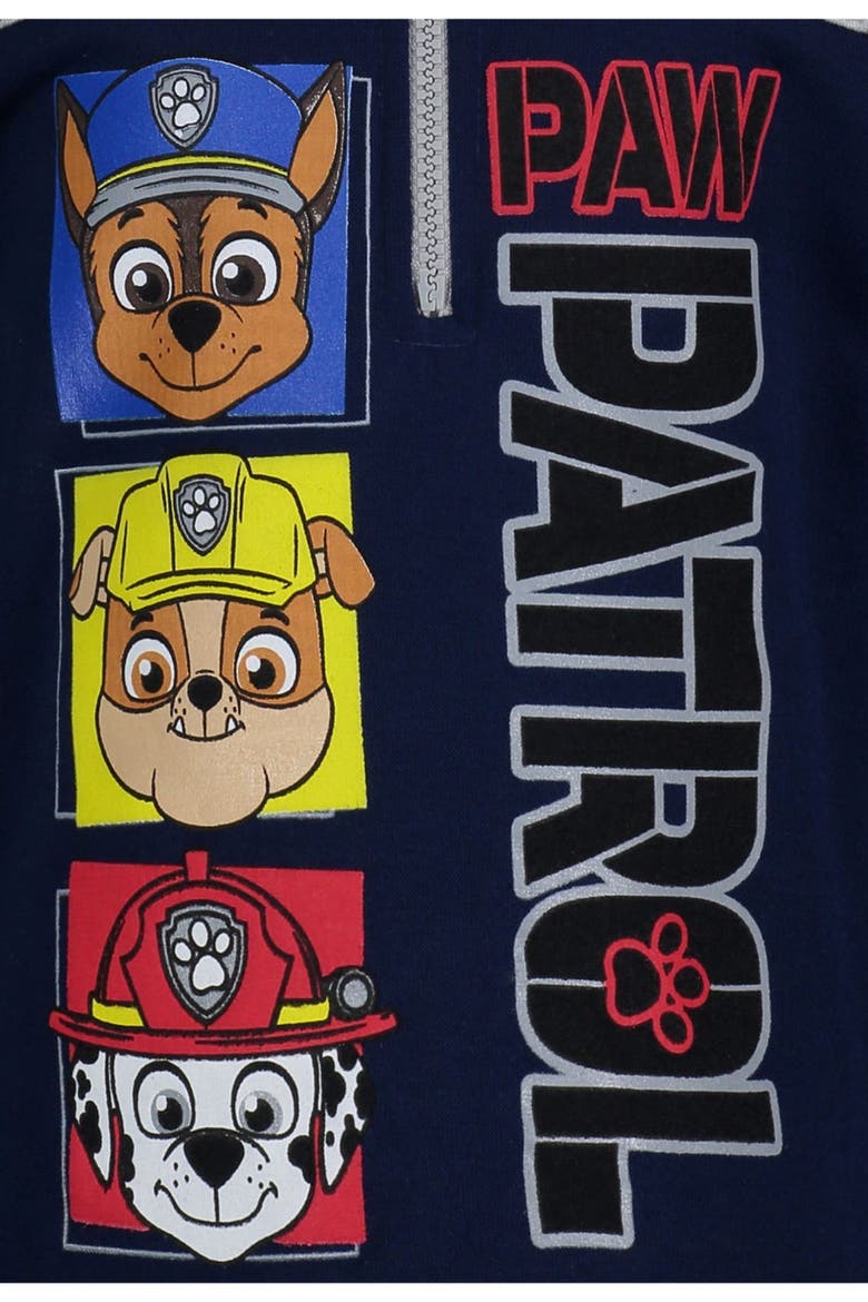 Paw Patrol Boys' Fleece Quarter-zip Hooded Sweatshirt (toddler, Little Kid & Big Kid), Alternate, color, Navy Heather Grey