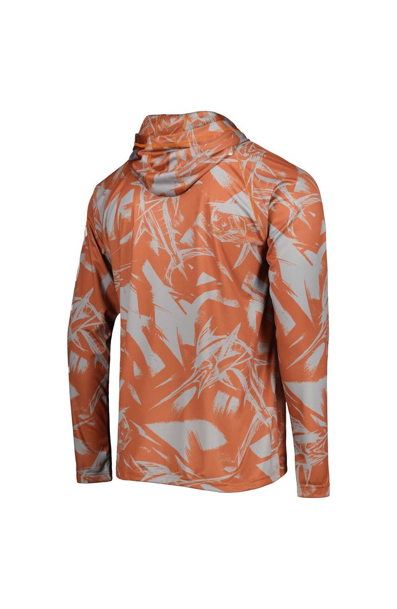 Columbia Men's Columbia Texas Orange/Gray Texas Longhorns Super Terminal Tackle Omni-Shade Raglan Long Sleeve Hoodie T-Shirt, Alternate, color,