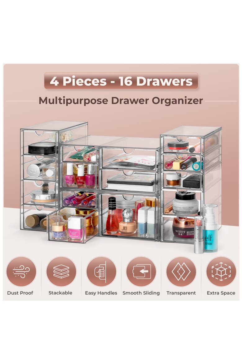 7-Drawer Acrylic Organizer, Alternate, color, CLEAR