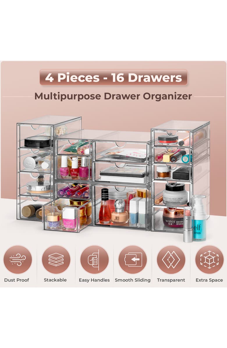 SORBUS 7-Drawer Acrylic Organizer, Alternate, color, Clear