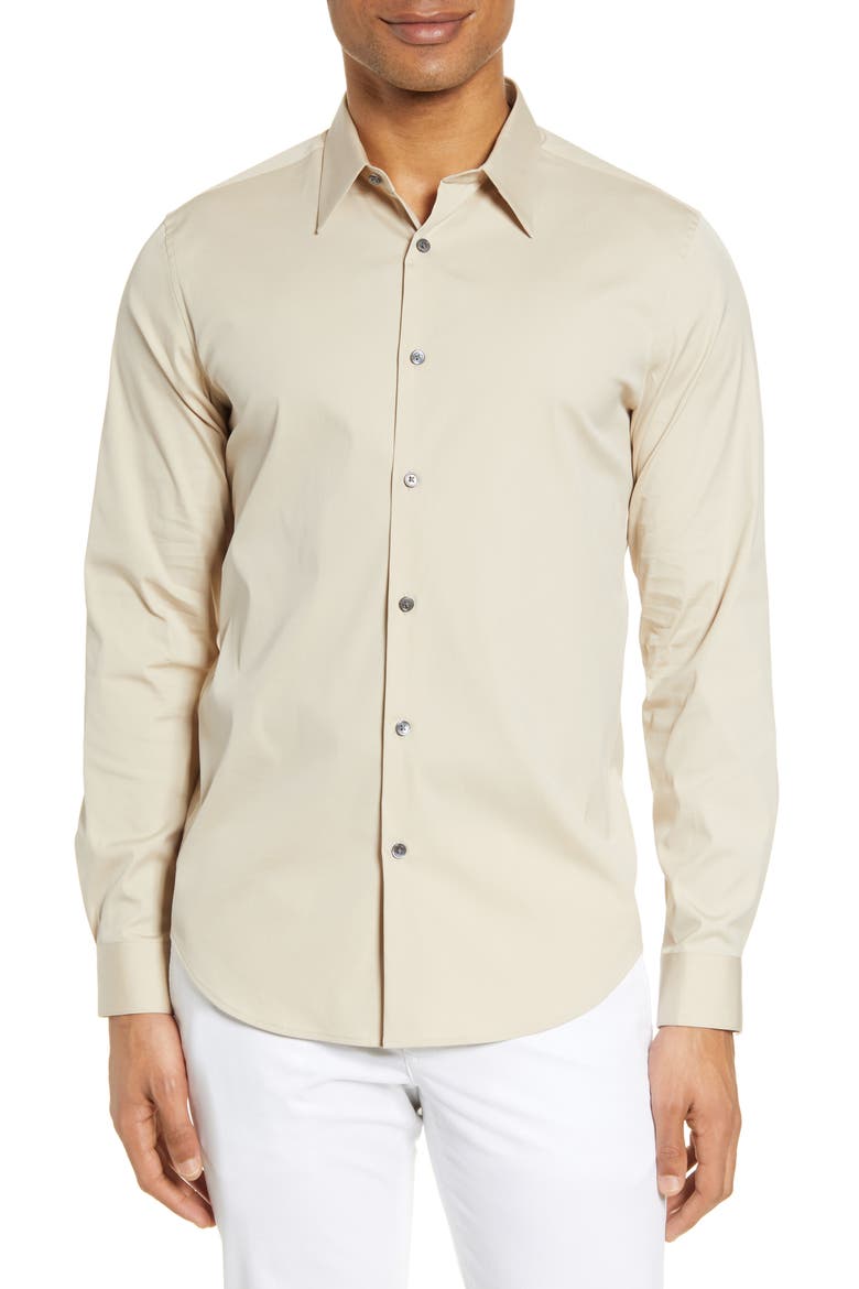 Sylvain Slim Fit Button-Up Dress Shirt, Main, color, MUSLIN