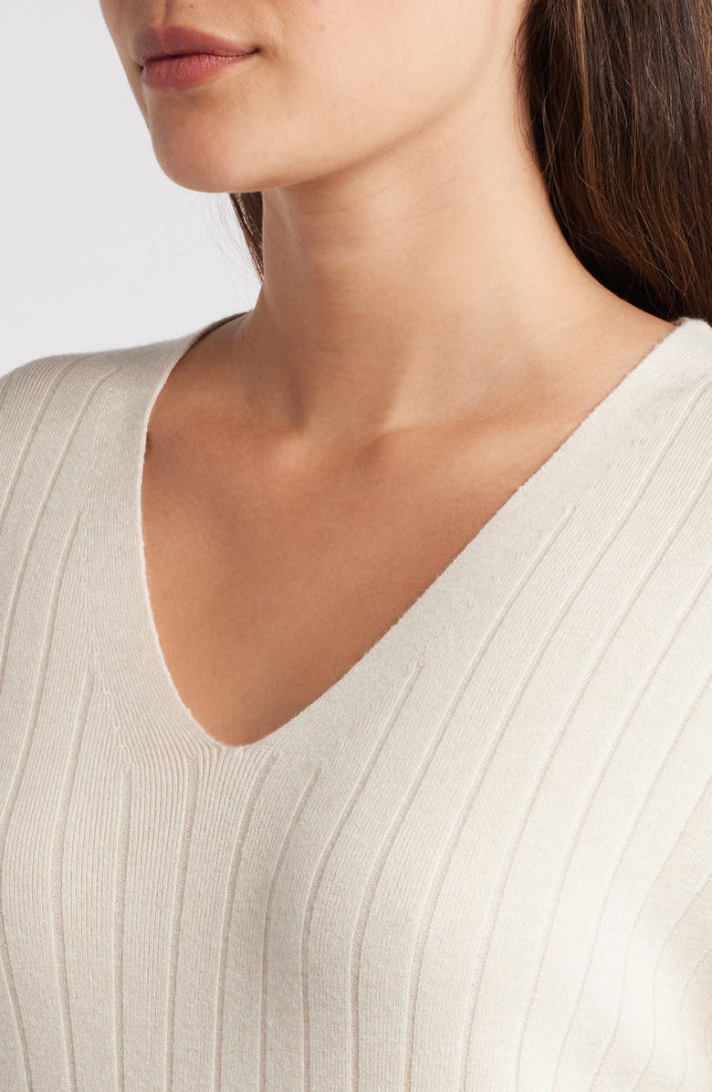 Caslon<sup>®</sup> Long Sleeve Rib Sweater Dress, Alternate, color, Beige Oatmeal Light Heather