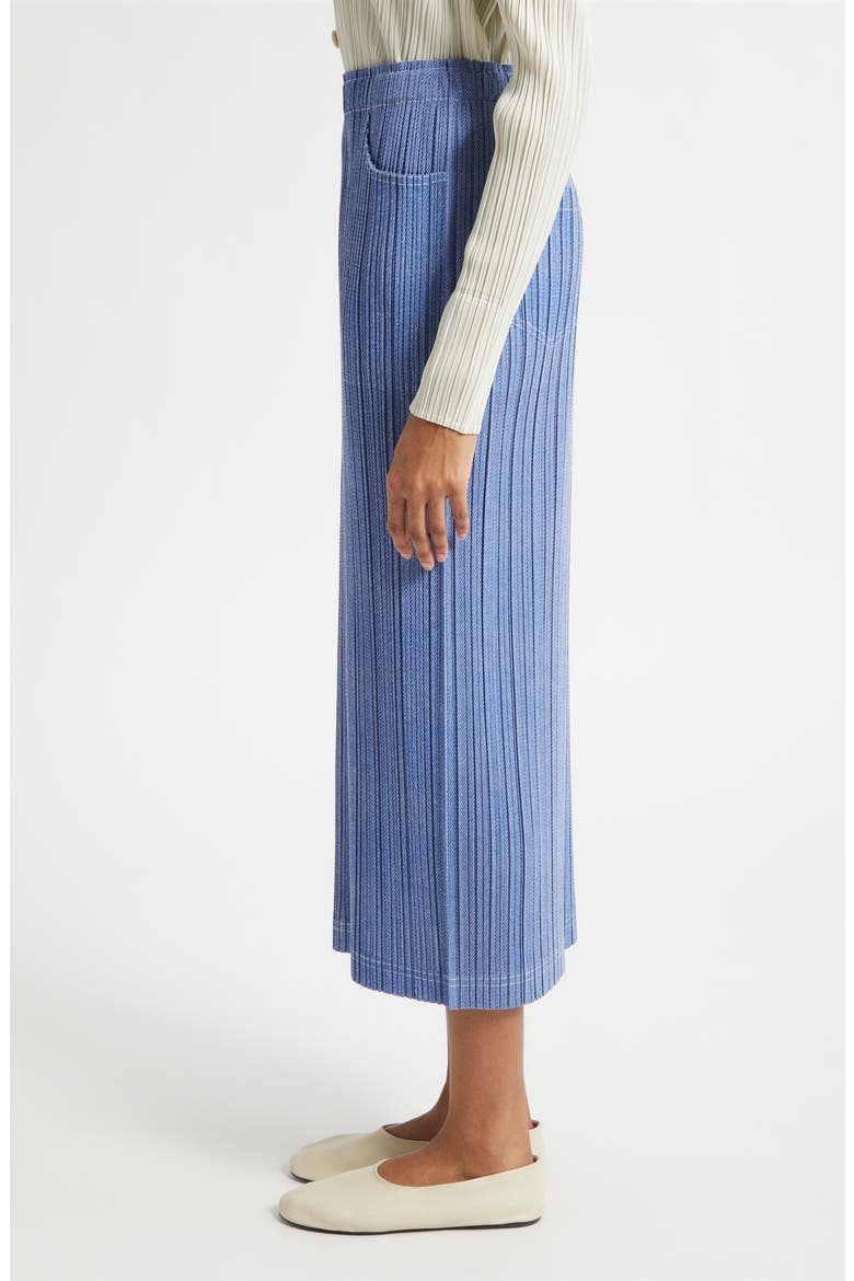 Trompe l'Oeil Pleated Midi Skirt, Alternate, color, BLUE