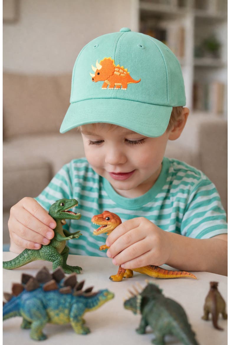 Triceratops Baseball Hat, Alternate, color, Green