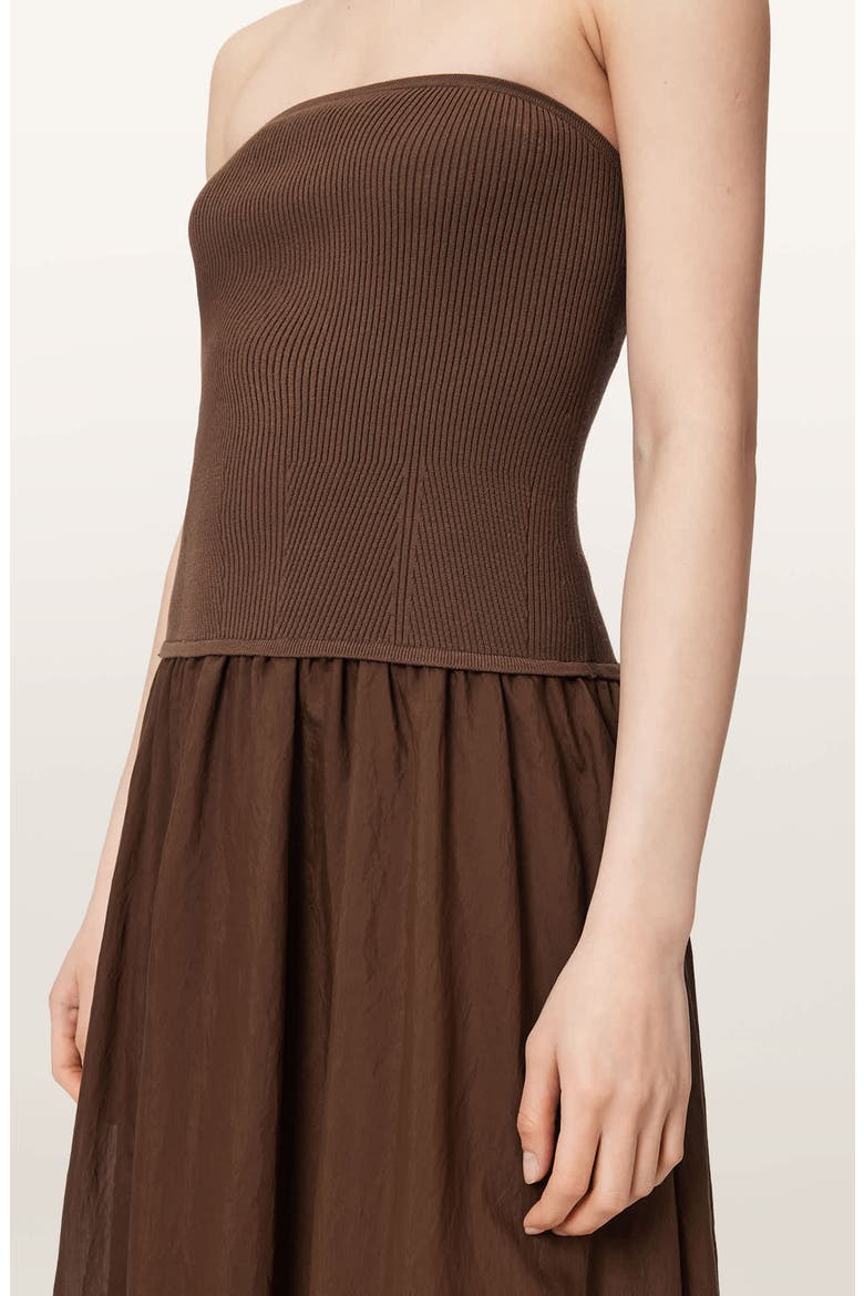 Tegan Strapless Dress, Alternate, color, PENNY BROWN